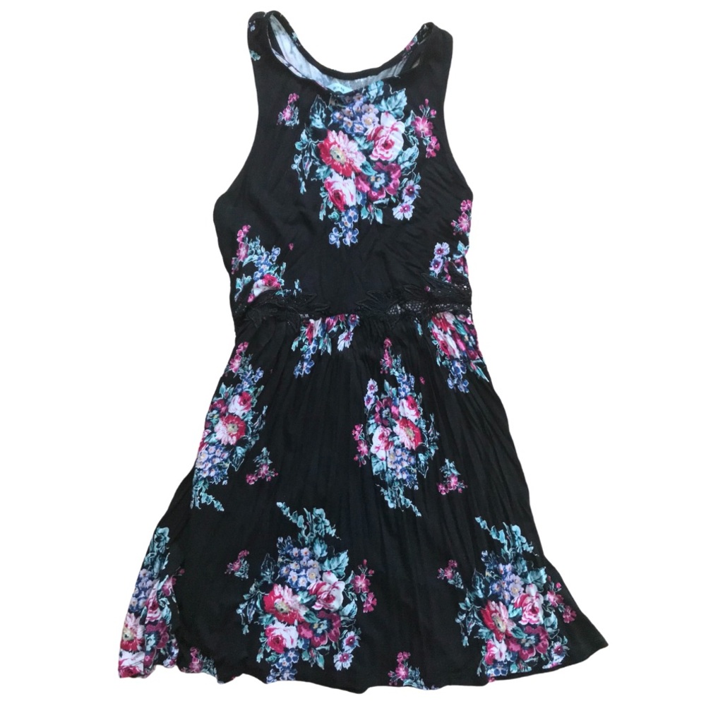 Black Floral T-Back Dress